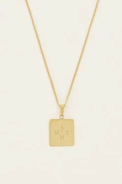 Collier Long Et Médaillon Carré à Graver Atelier