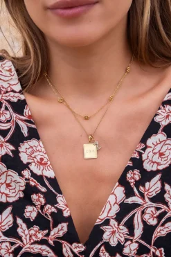 Collier Long Et Médaillon Carré à Graver Atelier