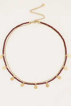 Collier Marron Avec Pièces & Perles