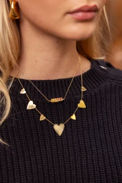 Collier Minimaliste Avec Petits Et Grands Cœurs