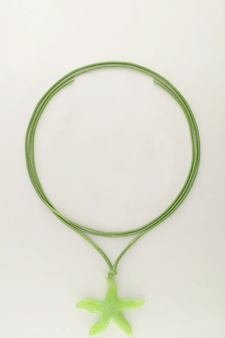 Collier Océan En Corde Avec étoile De Mer Verte