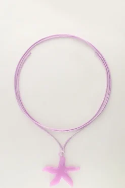 Collier Océan En Corde Avec étoile De Mer Lilas