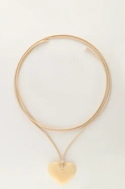 Collier Océan En Corde Avec Coeur Beige