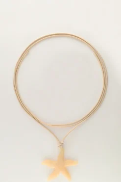 Collier Océan En Corde Avec étoile De Mer Beige