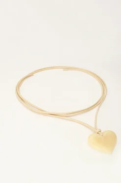 Collier Océan En Corde Avec Coeur Beige
