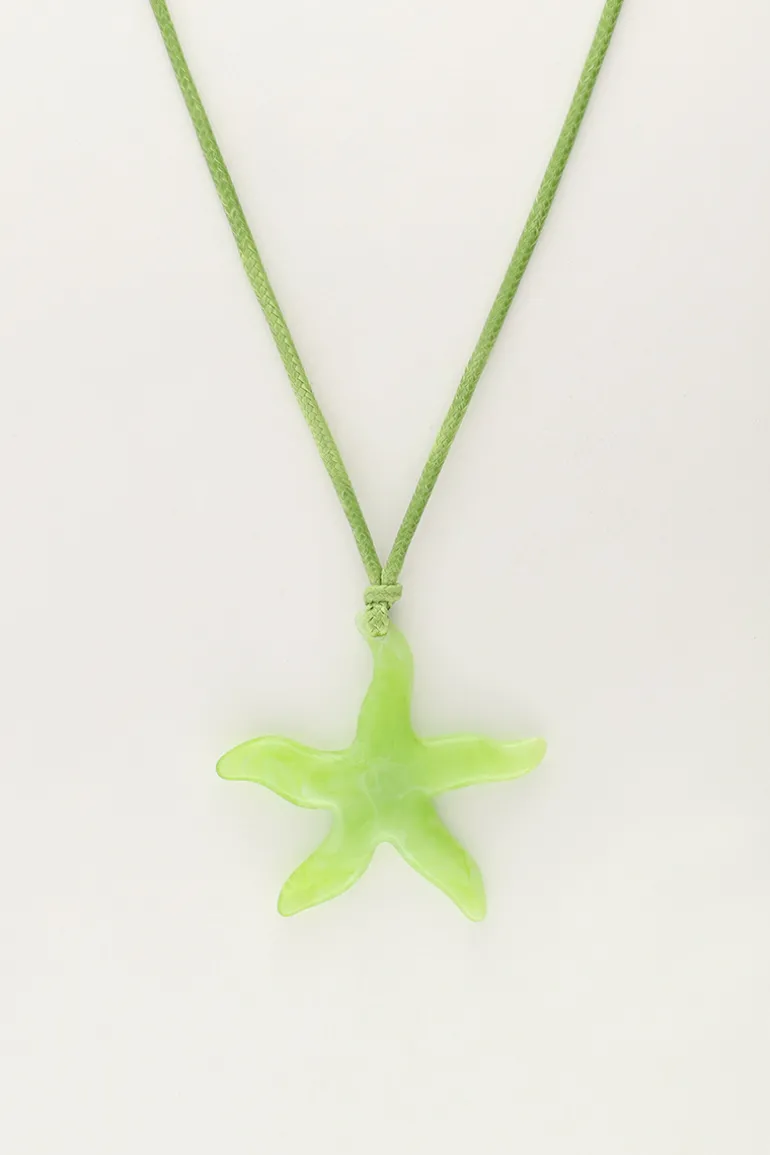 Collier Océan En Corde Avec étoile De Mer Verte