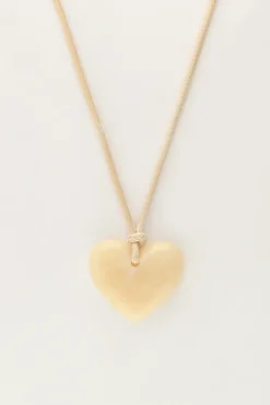 Collier Océan En Corde Avec Coeur Beige