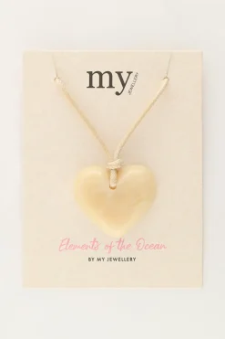 Collier Océan En Corde Avec Coeur Beige