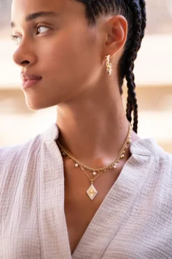 Collier Perles Et Médaillons