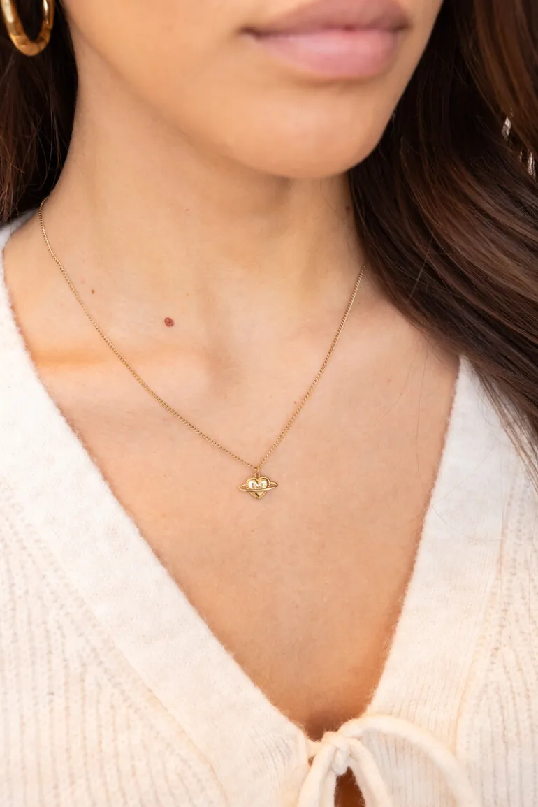 Collier Starry Avec Planète En Forme De Coeur