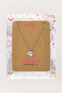 Collier Starry Avec Planète En Forme De Coeur