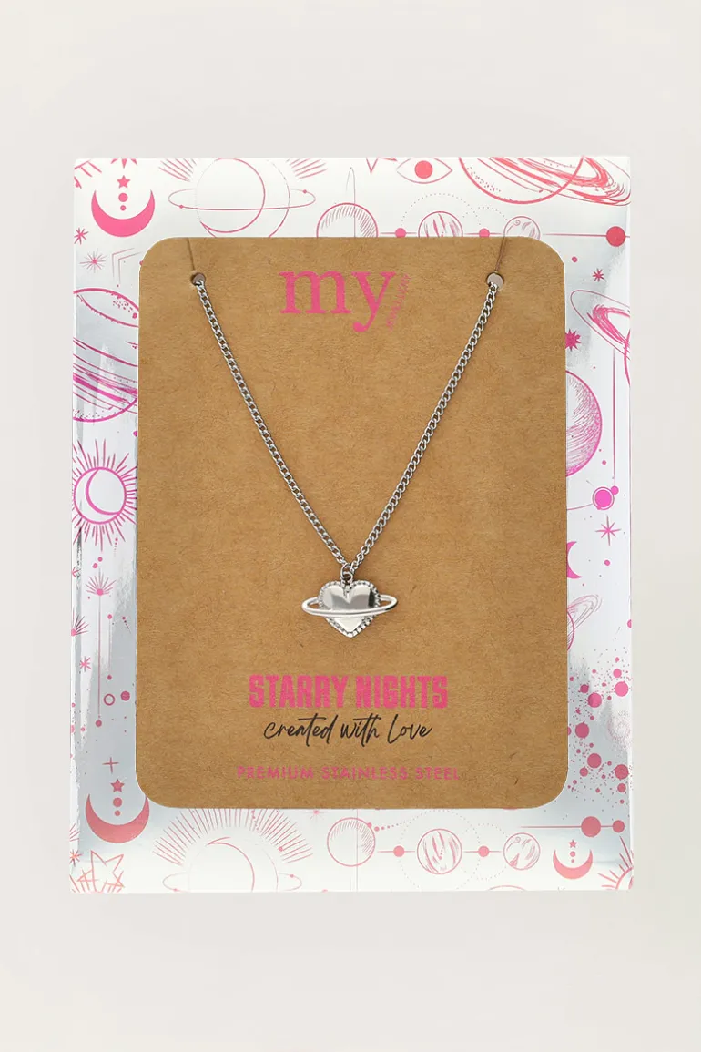 Collier Starry Avec Planète En Forme De Coeur