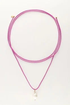Collier Sunrocks Violet En Corde Avec Perles
