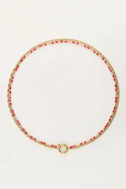 Collier Triple Avec Perles Rouges