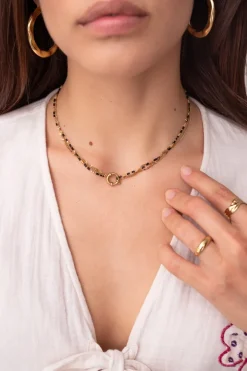 Collier Triple Avec Perles Noires