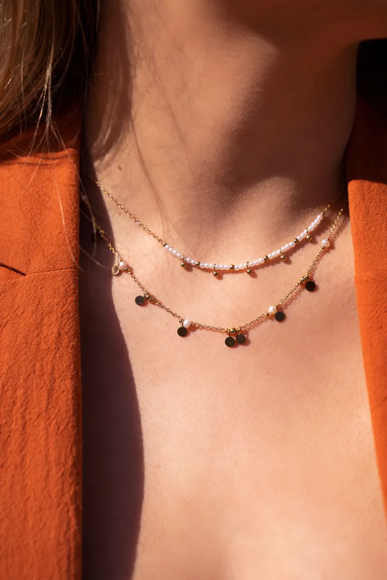 Collier Vintage Avec Pastilles Et Perles
