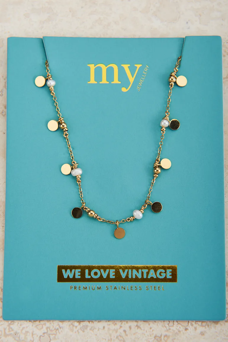 Collier Vintage Avec Pastilles Et Perles