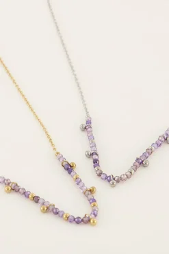 Collier Vintage Avec Perles Et Billes Lilas