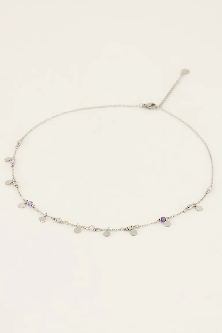 Collier Vintage Avec Perles Et Pastilles Lilas