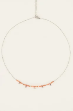 Collier Vintage Avec Perles Et Billes Oranges