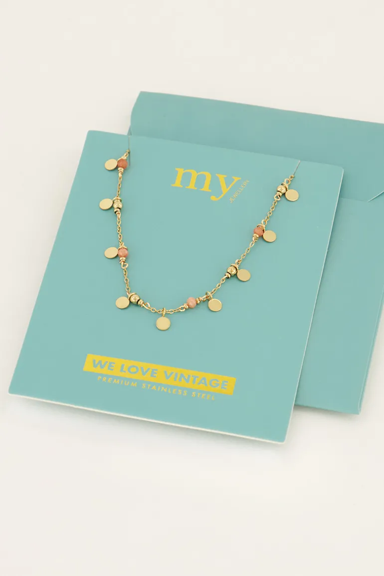 Collier Vintage Avec Perles Et Pastilles Orange