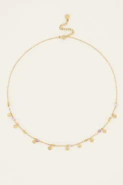 Collier Vintage Avec Perles Et Pastilles Lilas