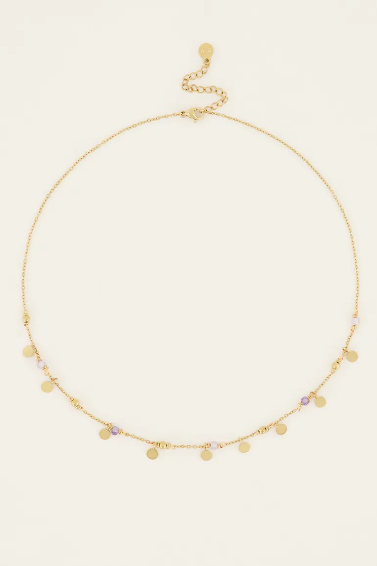 Collier Vintage Avec Perles Et Pastilles Lilas