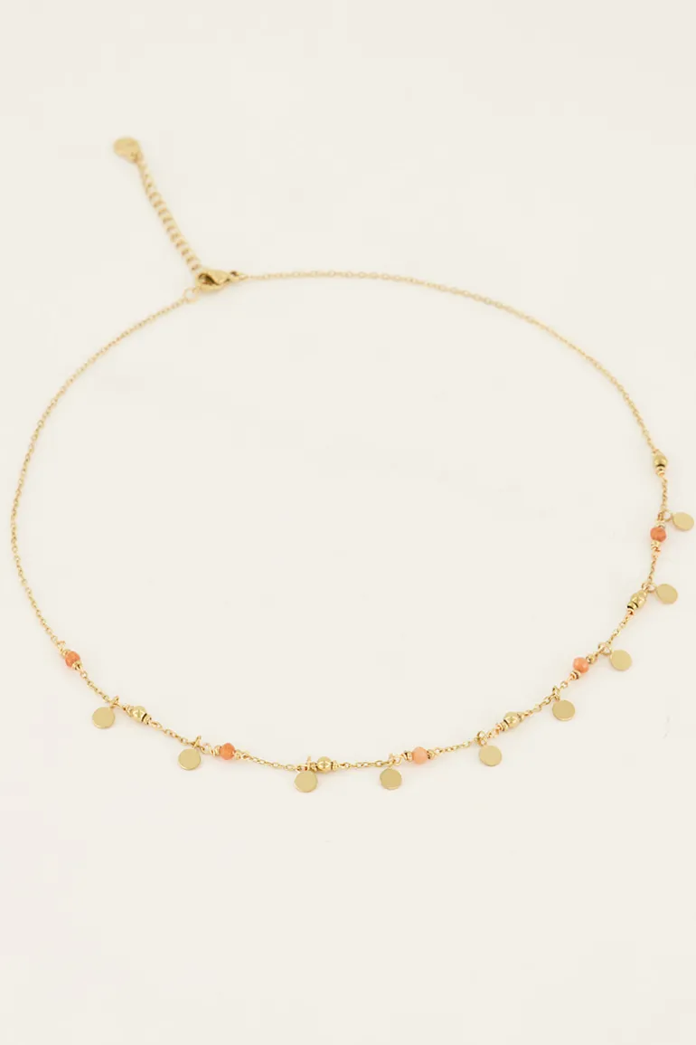 Collier Vintage Avec Perles Et Pastilles Orange