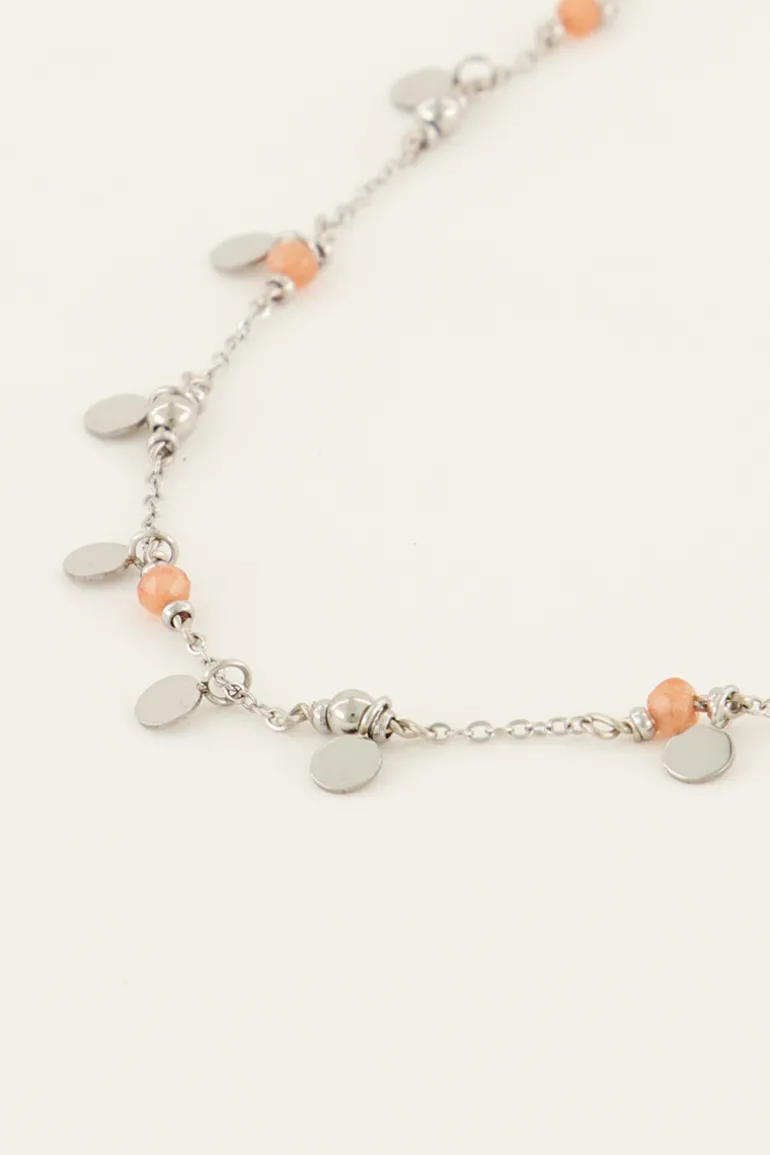 Collier Vintage Avec Perles Et Pastilles Orange