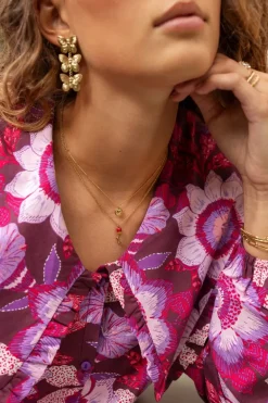 Collier Vintage Avec Rose Colorée