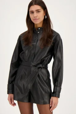 Combishort Noir En Similicuir