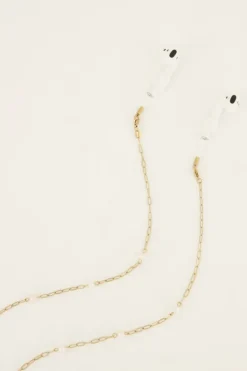 Cordon Chaîne Dorée Et Perles Pour Lunettes Ou écouteurs Sans Fils