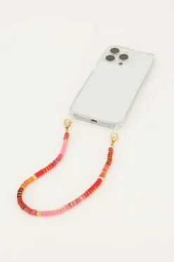 Cordon De Téléphone Avec Perles Rouges Et Or