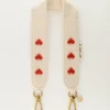 Cordon De Téléphone Beige Avec Cœurs Rouges
