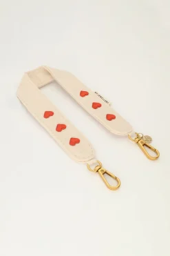 Cordon De Téléphone Beige Avec Cœurs Rouges