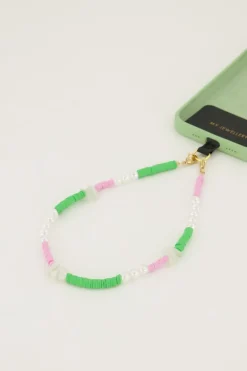 Cordon De Téléphone Vert Avec Perles