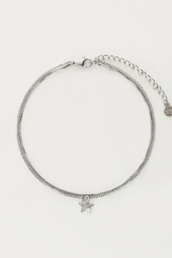 Double Bracelet De Cheville Minimaliste Avec Charms étoile