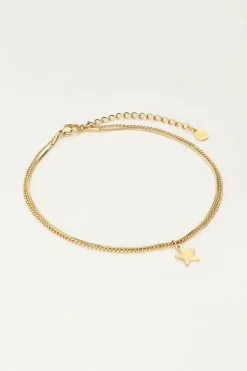 Double Bracelet De Cheville Minimaliste Avec Charms étoile
