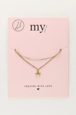 Double Bracelet De Cheville Minimaliste Avec Charms étoile