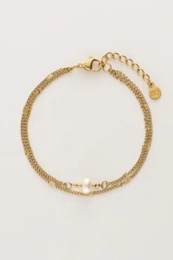 Double Bracelet Minimaliste Avec Pièces De Monnaie Et Perle