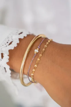 Double Bracelet Minimaliste Avec Cordon Et Perle