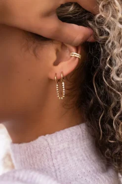 Earcuff à Double Anneau Et Strass