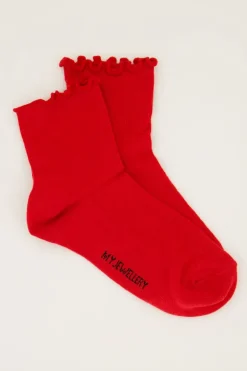 Ensemble De Chaussettes Rouges Et Grises à Volants
