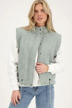 Gilet Matelassé Gris à Boutons-pression