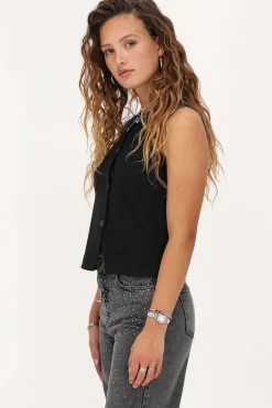 Gilet Sans Manches Noir Avec Boutons