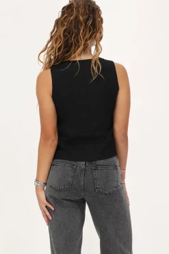 Gilet Sans Manches Noir Avec Boutons