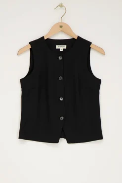Gilet Sans Manches Noir Avec Boutons