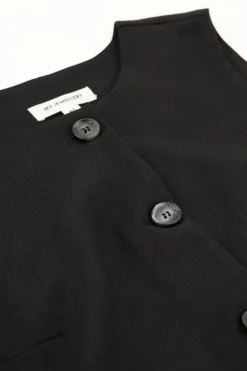 Gilet Sans Manches Noir Avec Boutons