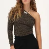 Haut à Une Manche Imprimé Léopard Avec Lurex