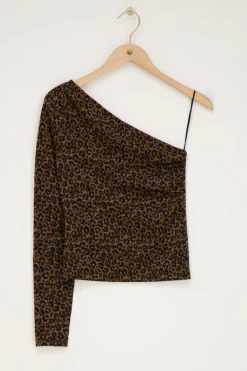 Haut à Une Manche Imprimé Léopard Avec Lurex